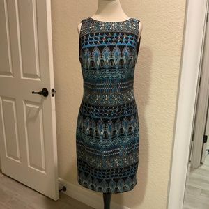 White House Black Market Sheath Dress Metallic Embroidered Sz 6 NWOT
